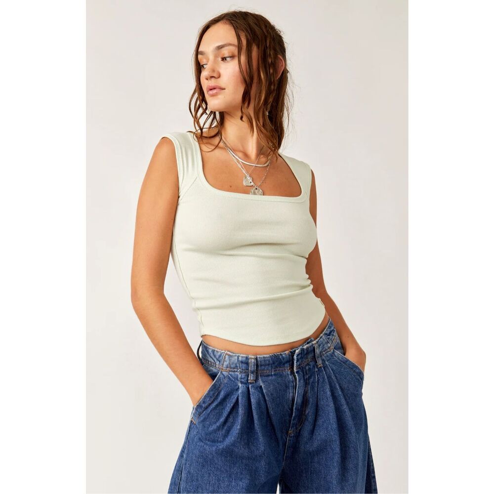 Free People We The Free hummingbird tee Tank Top Cream  XL NEW